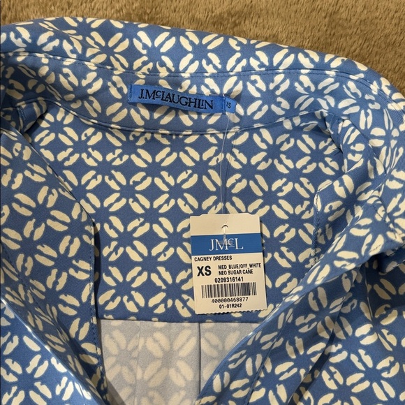 J. McLaughlin NWT Cagney Pullover Blue and White Geometric Long Sleeve Dress - Picture 9 of 13